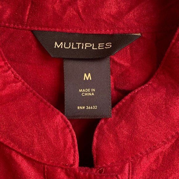 Women's Vintage Multiples red crepe gold button jacket blazer sz M - Picture 5 of 9